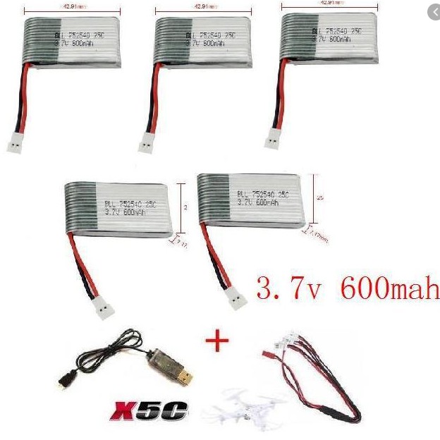 5 Pin + sạc 3.7v 600mah máy bay điều khiển flycam có mạch bảo vệ pin rất tốt