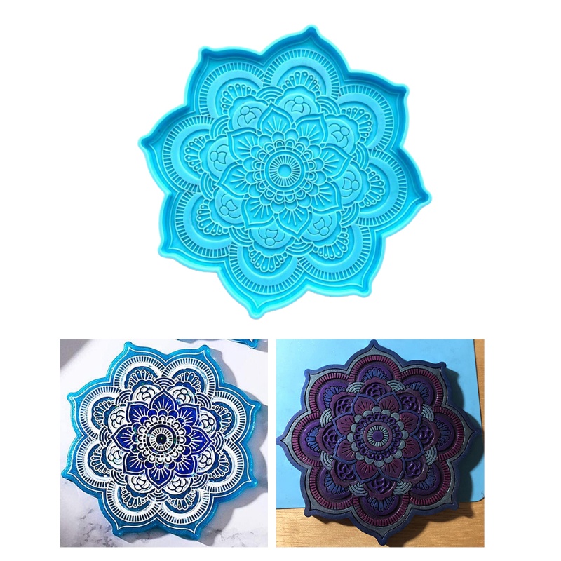 Khuôn Silicone Làm Đế Lót Ly Họa Tiết Hoa Mandala Độc Đáo Trang Trí Nhà Cửa Diy