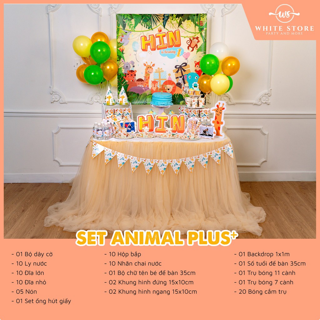 BABY PARTY KIT Animals- full set tự trang trí sinh nhật cho bé tại nhà