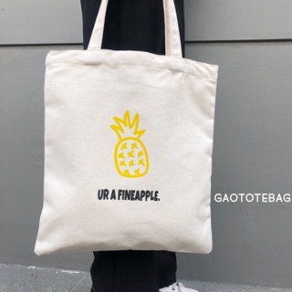 Túi tote vải bố Handmade quả dứa (Túi Gạo may - Ảnh Gạo chụp)