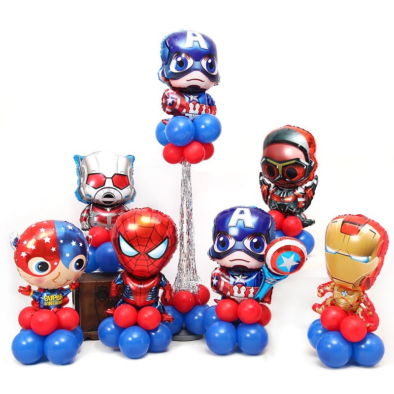 Bong Bóng Nhôm 3D Chủ Đề Marvel Spiderman Iron Man Avengers Trang Trí Tiệc Sinh Nhật Cho Bé