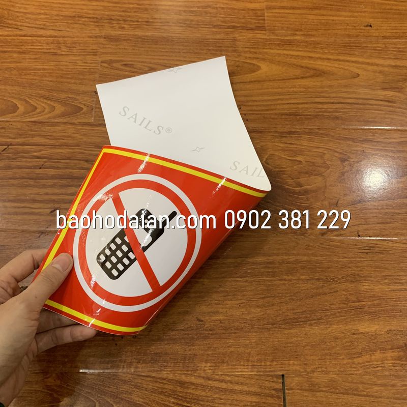 Poster decal dán tường cấm sử dụng điện thoại 15 x 40cm