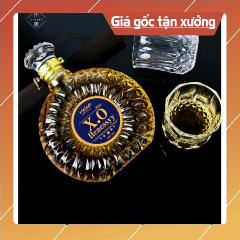 Vỏ Bình Thủy Tinh XO Tròn Đựng Rượu 500ml, Chai đựng rượu XO, Hàng Loại 1, CTT-08