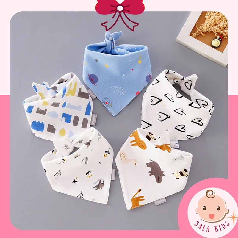 [Set 5 yếm] Yếm Tam Giác Cho Bé Yếm Cổ Sơ sinh Cho Bé Yếm Dãi Ăn Dặm Cotton Cao Cấp SALA KIDS AT03