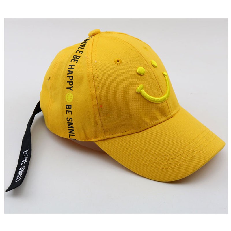 Mũ lưỡi trai thêu hình mặt cười thời trang cho trẻ em