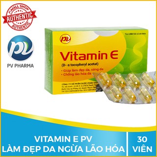 Vitamin E PV làm đẹp da chống lão hóa, Hộp 30 viên