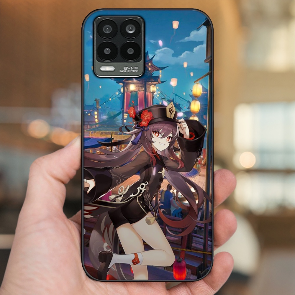Ốp lưng Realme 8, 8 Pro viền đen in hình Hutao Genshin Impact