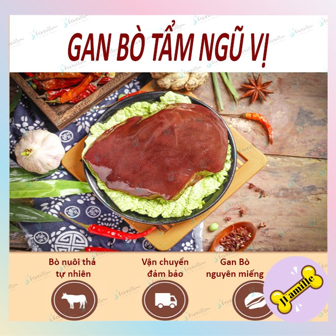 [BỔ SUNG SẮT]Đồ Ăn Vặt Bổ Sung Vitamin A, C - Gan Bò Ngũ Vị Sấy Khô JFamille, Giúp Sáng Mắt, Cơ Bắp Chắc Khỏe. JF113