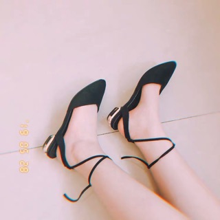 (Sẵn đen 36) Giày búp bê nữ quai cổ