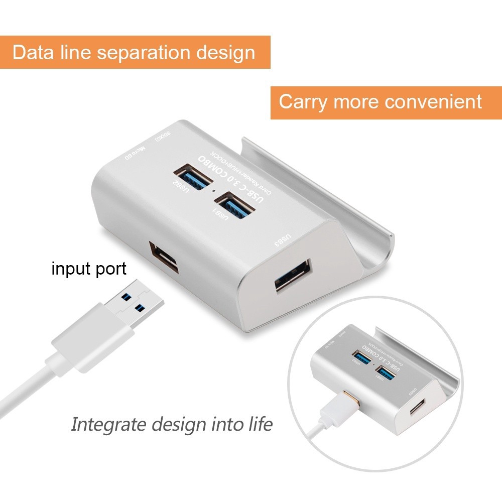 Bộ Chuyển Đổi Usb Loại C Sang Usb 3.0 Có Thẻ Sd Kèm Giá Đỡ 6 Trong 1 Batianda Cho Macbook