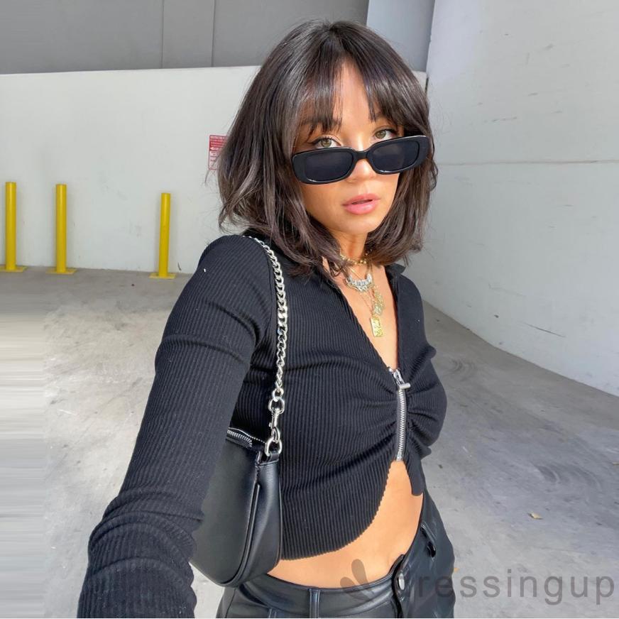 Áo Thun Tay Dài Cổ Chữ V Màu Sắc Đơn Giản Cho Nữ