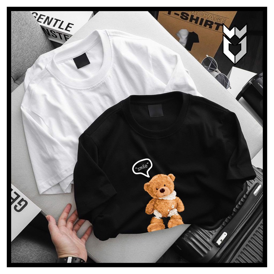 【FREE SHIP】Áo Thun nam nữ unisex Smiley Bear, áo thun cotton ngắn tay cổ tròn - GW Shop | BigBuy360 - bigbuy360.vn
