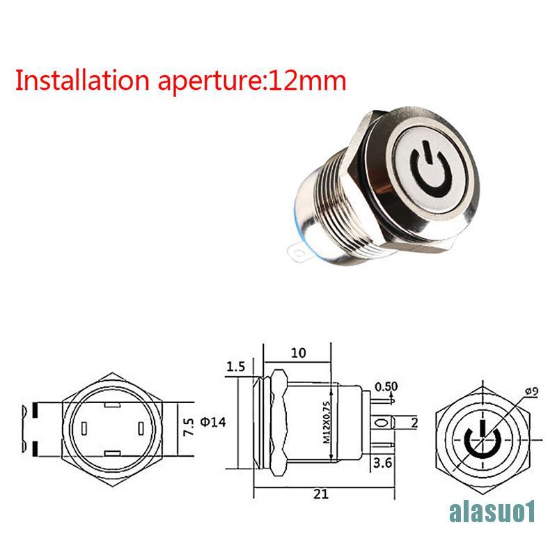Nút Công Tắc Đèn Led 12mm 12v Chống Thấm Nước Bằng Kim Loại