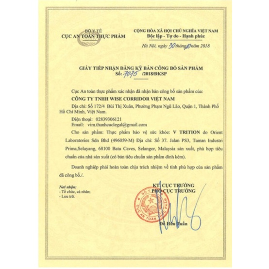 Thực phẩm bảo vệ sức khỏe hệ tiêu hóa V-Trition