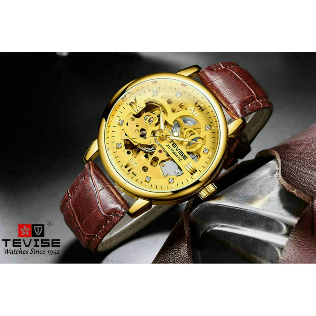 Đồng Hồ Cơ Nam Lộ Máy TEVISE DÂY DA