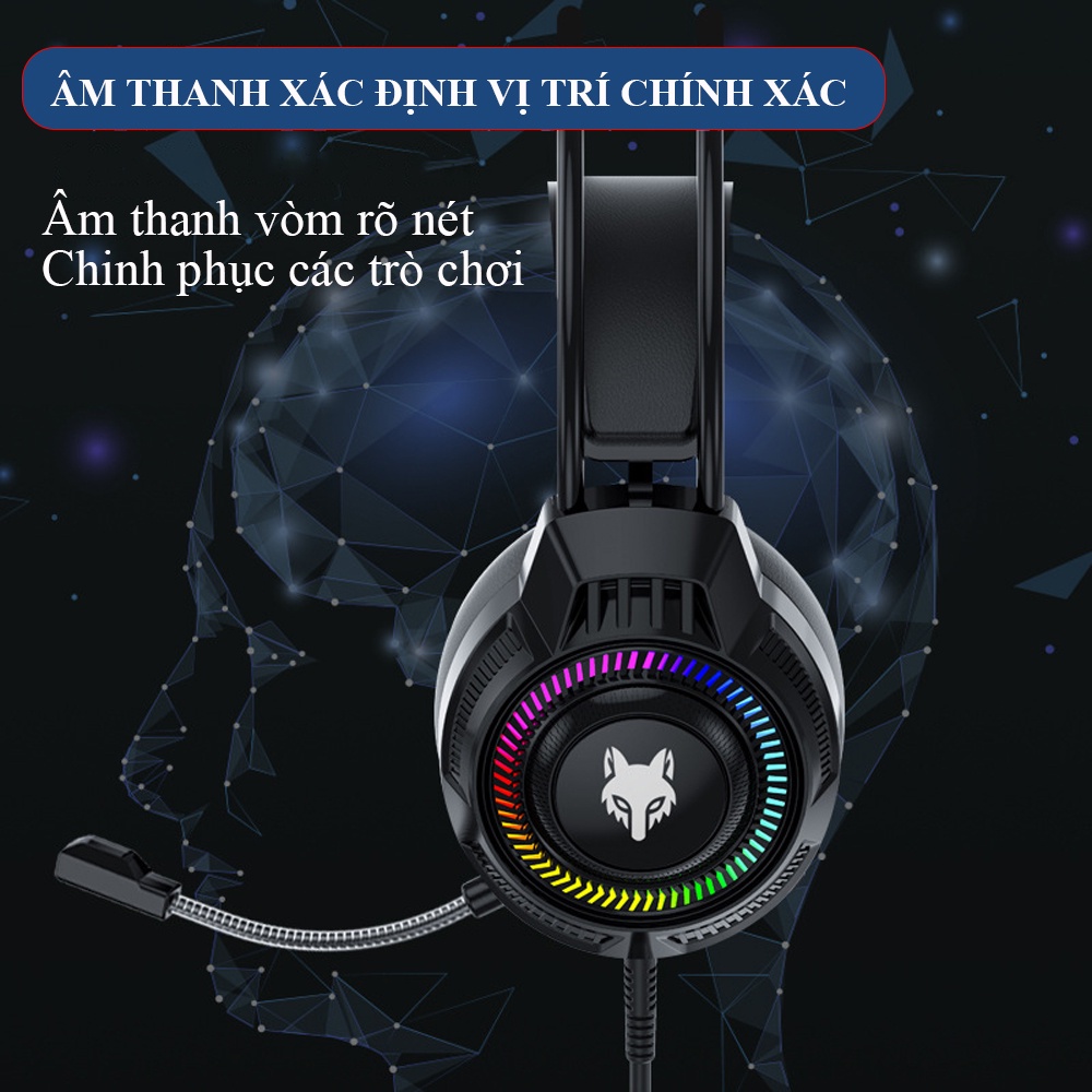 Tai Nghe Chụp Tai Gaming YH66 Có Mic Dùng 2 Giắc Chia 3.5mm