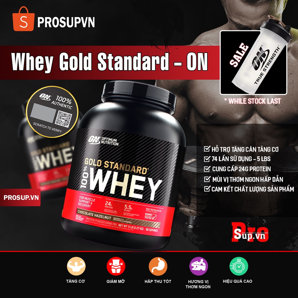 WHEY PROTEIN GOLD STANDARD (5LBS) , ON OPTIMUN, THỰC PHẨM BỔ SUNG PROTEIN HỖ TRỢ PHÁT TRIỂN CƠ BẮP HIỆU QUẢ DATE 10/2023