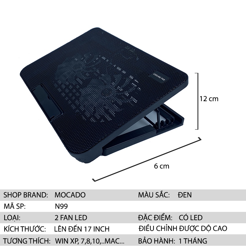 Đế tản nhiệt laptop cooler master máy tính macbook 15 6 inch 17 inch N99 MOCADO TN99