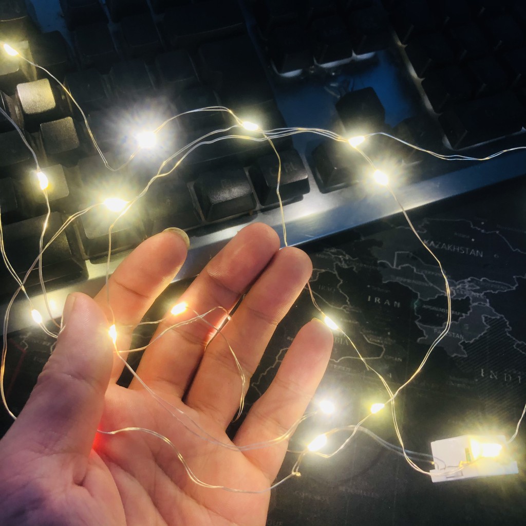 Dây đèn led đom đóm, đèn fairylight dài 1m 10 bóng và dài 2m 20 bóng dùng pin và USB