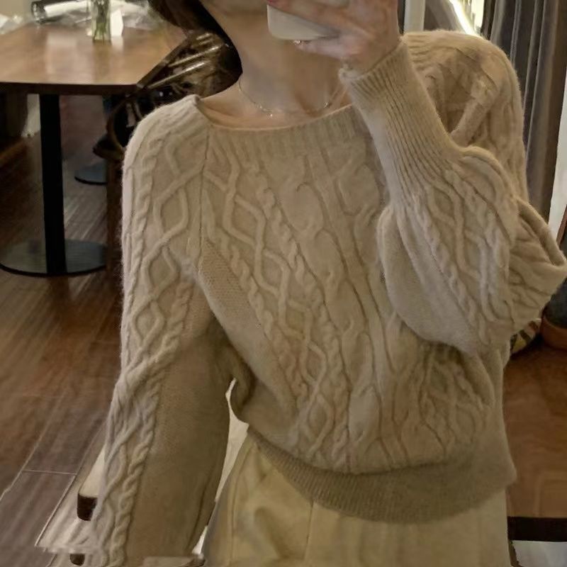 Áo sweater Cổ Vuông Dày Dặn Phong Cách Hàn Quốc Thời Trang Thu Đông Mới Cho Nữ