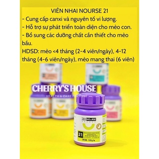 Nourse 21 | vitamin tổng hợp bổ sung canxi, hỗ trợ chắc khoẻ xương cho mèo | 200 viên