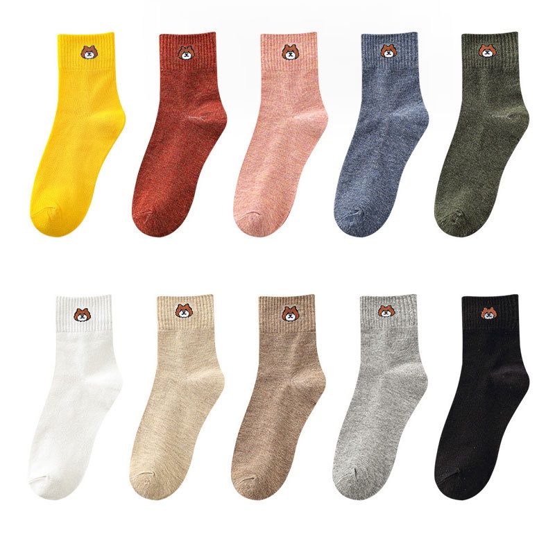 Tất vớ nữ nam cao cổ dài trắng dễ thương hàn quốc đẹp TAGU chân thấp nhún đủ màu trơn đen, đỏ, vàng, xám, xanh