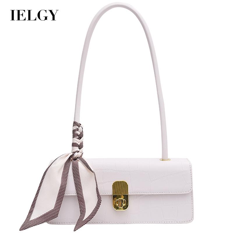 Túi đeo vai IELGY dáng vuông nhỏ phối dây thắt lụa phong cách Pháp thời trang chất lượng cao dành cho nữ