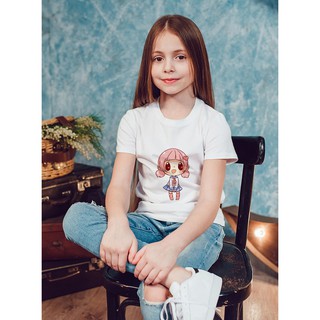 Áo thun Trẻ em in hình Nữ sinh chibi Cotton Thun Cao Cấp - Dễ Thương Đáng Yêu
