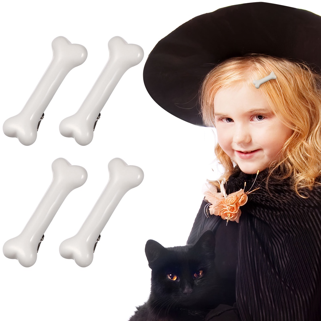 Set 4 Kẹp Tóc Hình Xương Chó Hóa Trang Halloween / Giáng Sinh