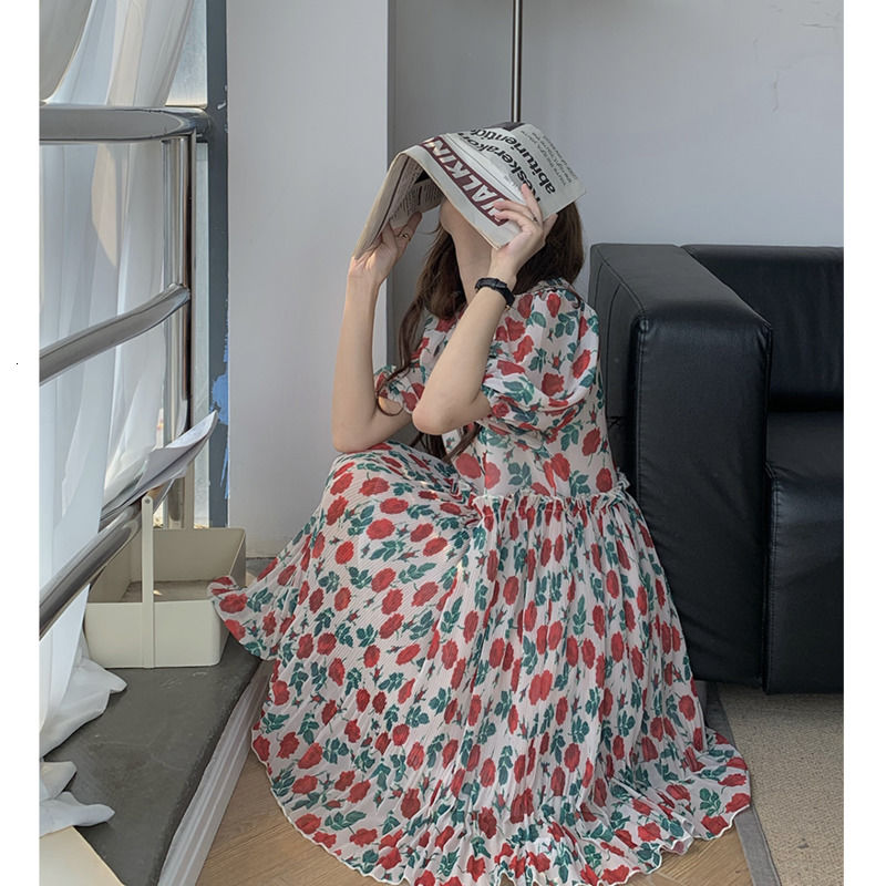 Đầm Hoa Tay Phồng Ngắn Xếp Ly Lưng Cao Thời Trang Hàn Quốc 176826 | BigBuy360 - bigbuy360.vn