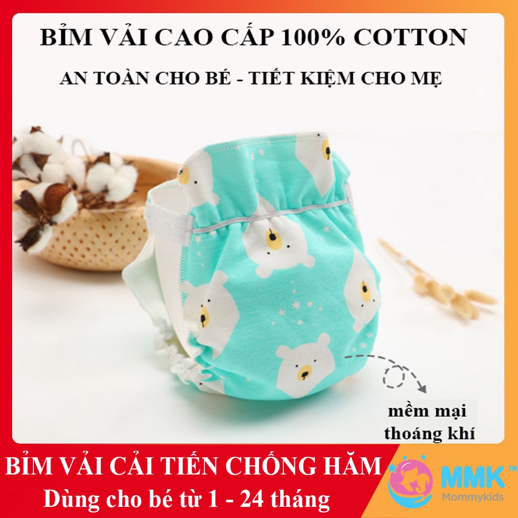 Combo mua 10 tặng 2 - Loại 4 lớp vải thấm - Bỉm Vải chống hăm Mommykids Ban ngày FreeSize dùng cho bé từ 1-24 tháng tuổi