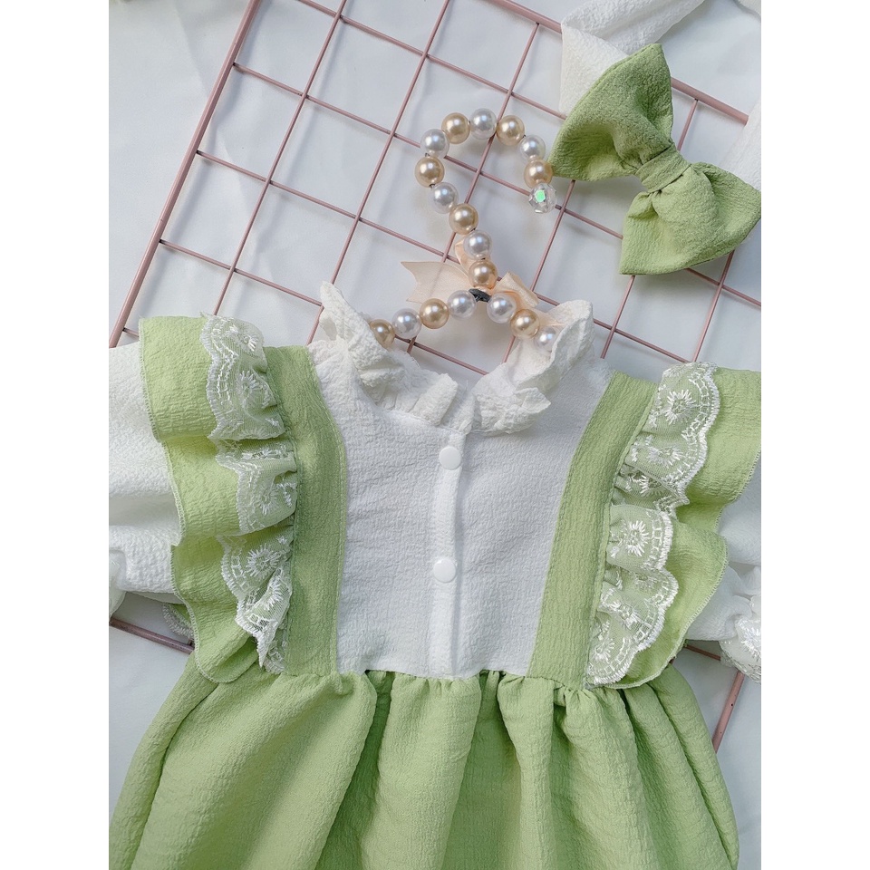 Body bé gái 🥰𝑻𝑨̣̆𝑵𝑮 𝑲𝑬̀𝑴 𝑻𝑼𝑹𝑩𝑨𝑵 🥰- SU SHOP cho bé sơ sinh, thôi nôi, đầy tháng- Body XANH CỐM