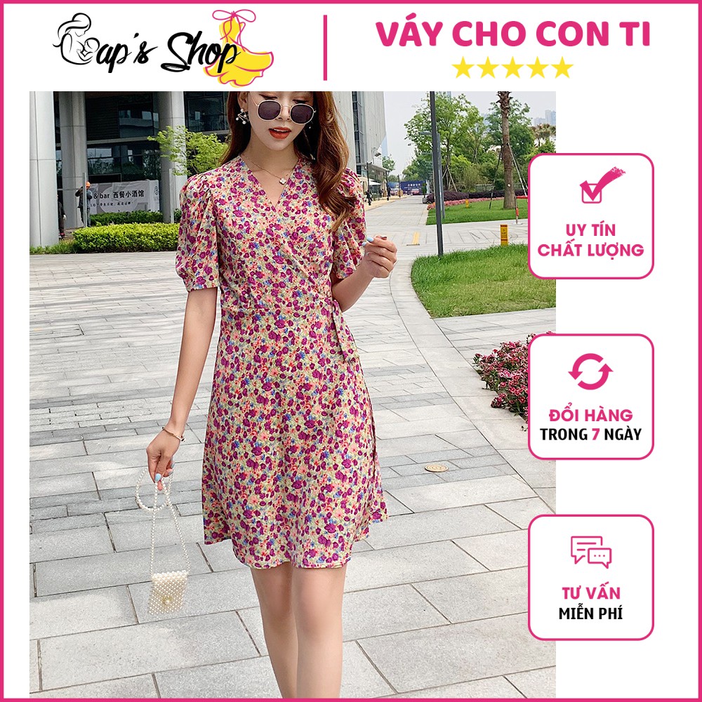 Váy cho con bú, hoa nhí trẻ trung, cổ V thon gọn