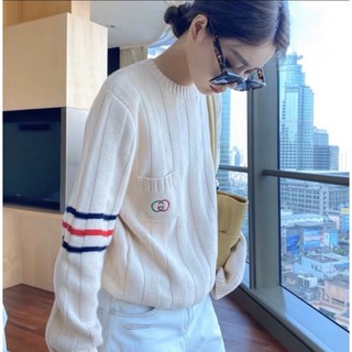 Áo len cổ tròn nam nữ basic sọc tay trơn đơn giản