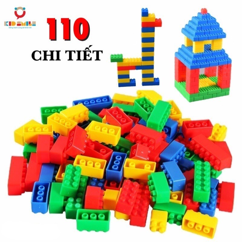 Túi 110 xếp hình nhựa nguyên sinh an toàn nhiều màu sắc cho bé