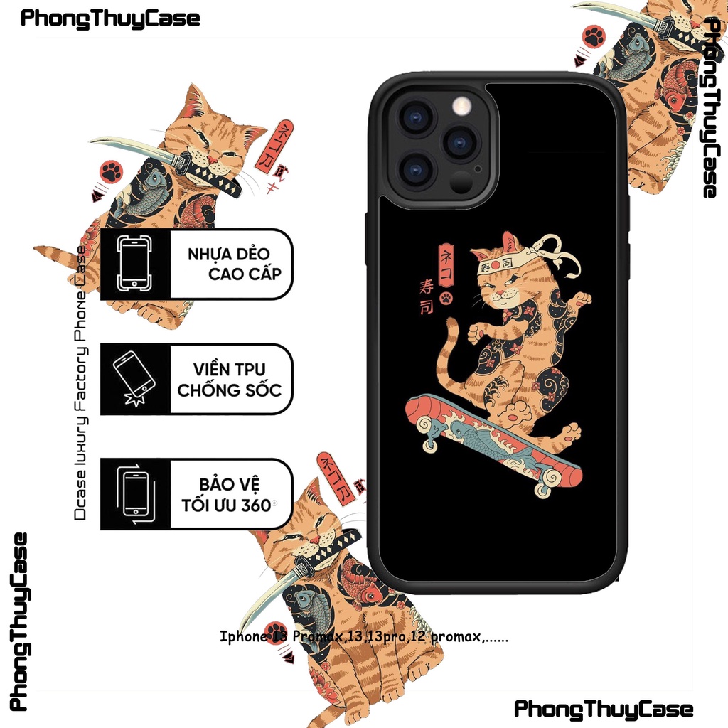 Ốp Mèo Nhật Cổ Tráng Gương iphone 14promax , 13pro , 13, 12promax, 12pro, 12, 11promax, 11pro, 11, Xr, Xsmax,