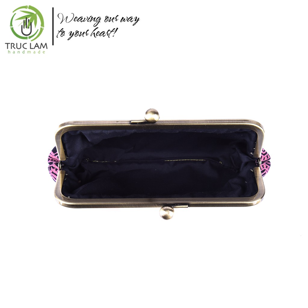 Ví Nữ Dài Cầm Tay Khóa Nẹp Đồng Vải Nhuộm Sáp Ong Họa Tiết Vẽ Tay - Trúc Lâm Handmade