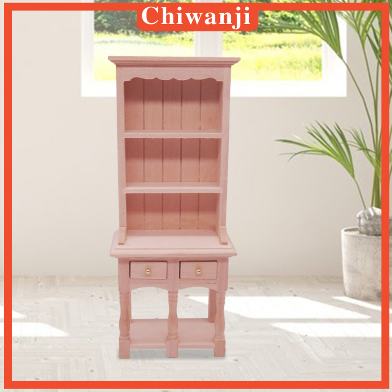 [CHIWANJI]Wood Doll House Miniature Storage Shelf Doll Tiny Living Room DIY Decoration