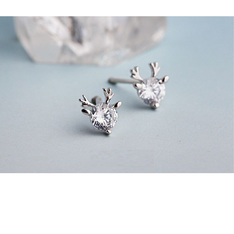 Hoa tai tuần lộc kim cương - bạc 925