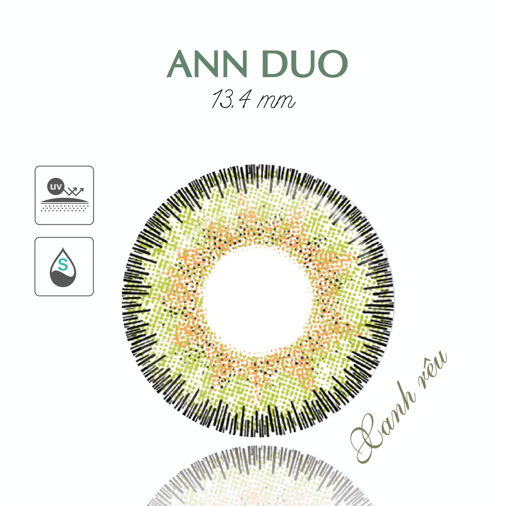 [𝗠𝗼𝗻𝘁𝗵𝗹𝘆 𝗹𝗲𝗻𝘀] 1 Cặp Kính Áp Tròng Cận Thị Màu Xanh Lá Ann Duo ANN365 Chống Tia UV
