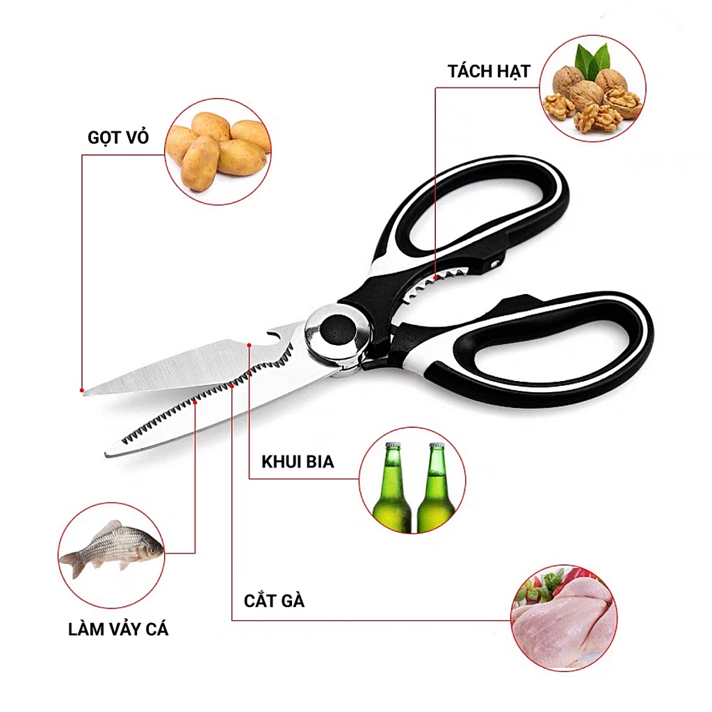 Kéo Cắt Gà Và Thực Phẩm Nhà Bếp Inox Đa Năng