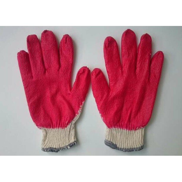 Găng tay sợi phủ cao su đỏ - găng tay lao động (loại 1 phủ sơn dày)