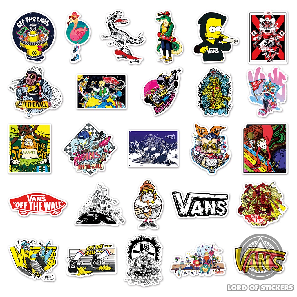 Set 52 Hình Dán Vans Off The Wall Graffiti Sticker Sneaker Chống Thấm Nước Dán Mũ Nón Bảo Hiểm, Laptop, Ván Trượt, Vali