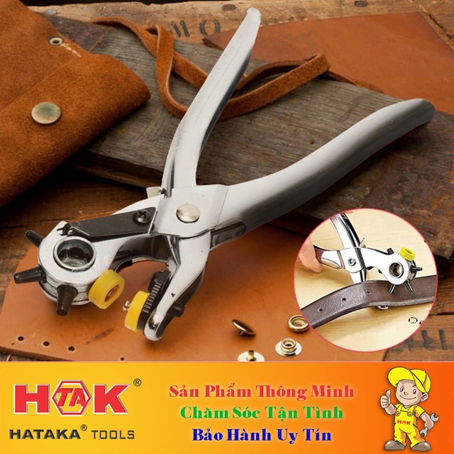 Kìm Bấm Lỗ CÁN BẠC H6 - Bấm Lỗ Tròn Dây Nịt Thắt Lưng Da, Đồng Hồ - Kiêm Bấm Khoen (Tặng Túi Khoen)