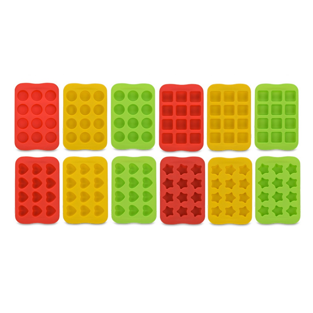 Khay làm đá silicone dùng làm khuôn thạch rau câu socola đá kẹo dẻo hình trái tim ngôi sao nhiều màu