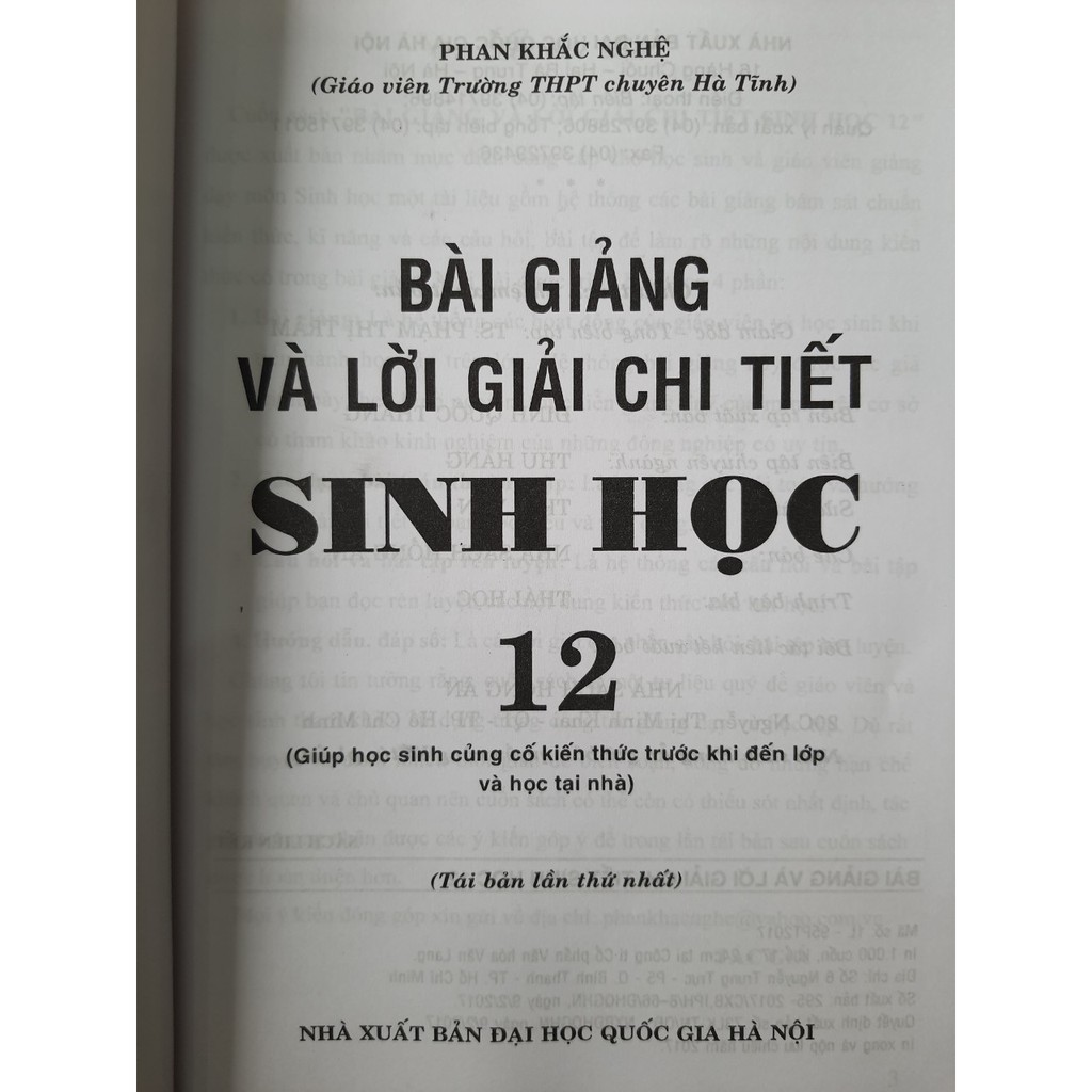 Sách - Bài giảng và lời giải chi tiết Sinh Học 12