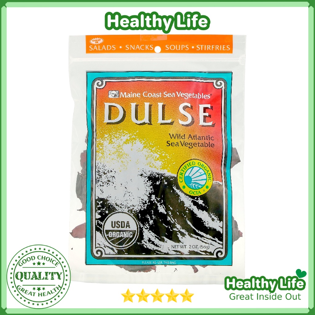 Tảo biển hữu cơ Dulse Whole Leaf Wild Atlantic Maine Coast Sea Vegetables Đại Tây Dương Dulse Whole Leaf  Wild Atlantic