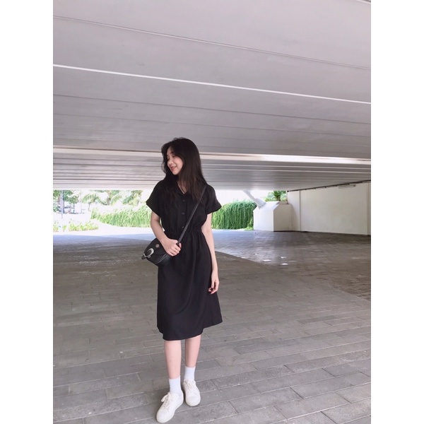 Đầm sơ mi dây rút eo JulieHouse