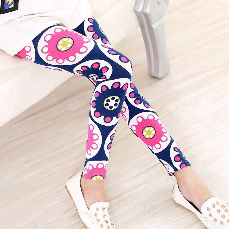 Quần Legging Nnjxd In Hoa Phong Cách Công Chúa Cho Bé Gái