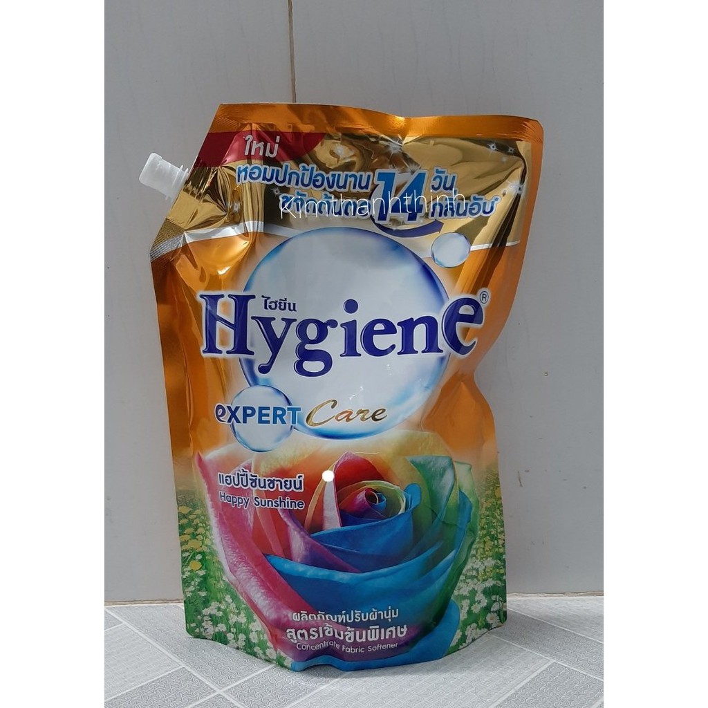Nước xã đậm đặc làm mềm vải HYGIENE túi 1150 ml hương HAPPY SUNSHINE bảo vệ ngăn mồ hôi